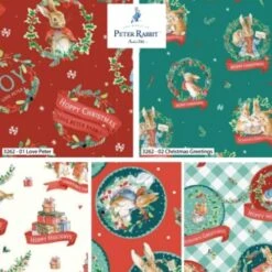 Peter Rabbit - Hoppy Holidays - Christmas Fat Quarters X 5