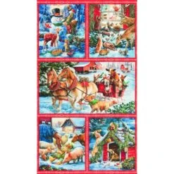 Snow Pals Holiday Christmas Fabric Panel