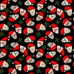 Black Christmas Sugar Skulls Fabric