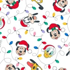 Disney Mickey Mouse And Friends Christmas Lights Fabric