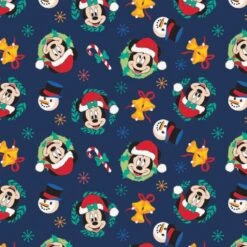 Mickey Mouse Joy To The World Christmas Fabric