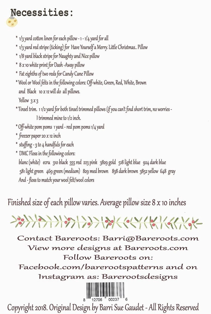 Bareroots Little Christmas Pillows Pattern - Image 2