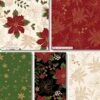 Classic Poinsettia Christmas Fat Quarters X 5