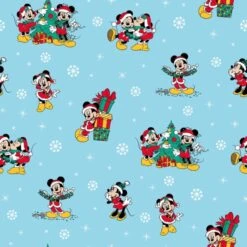 Disney Mickey Mouse Christmas Day Snow Fabric
