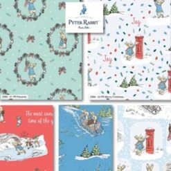 Peter Rabbit Wonderful Time Of The Year Christmas Fat Quarters X 5