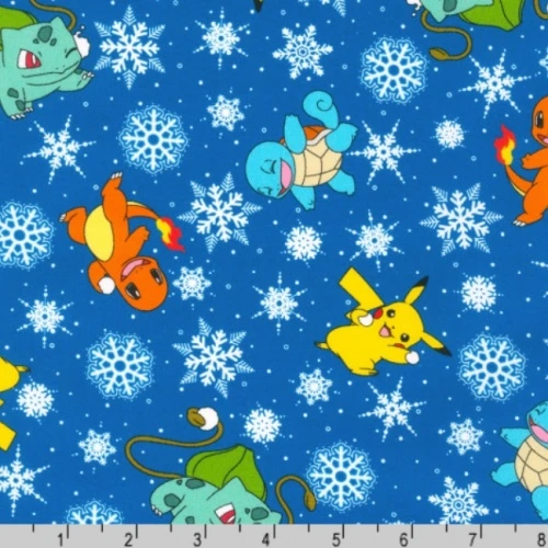Pokemon Pikachu's Christmas Snowflake Fabric - Image 2