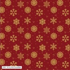 Holly Metallic - Red Snowflake Christmas Fabric