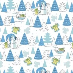 Star Wars Child Yoda Snow Day Christmas Fabric