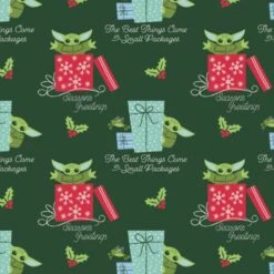 Star Wars Child Yoda Small Packages Christmas Fabric