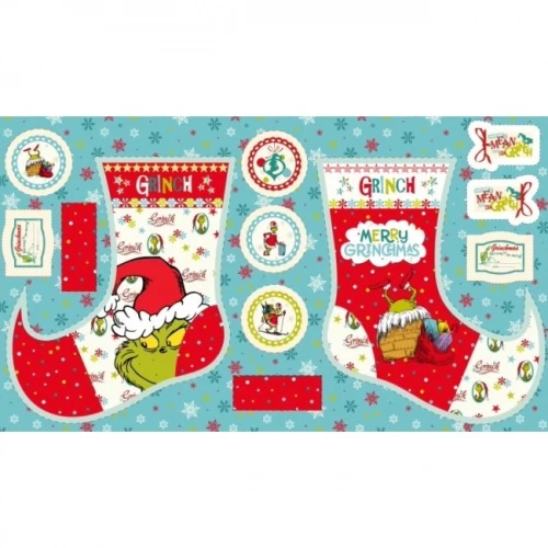 The Grinch Christmas Stocking Panel