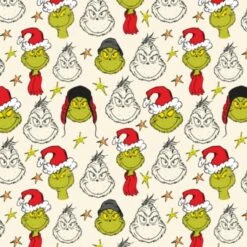 Bright & Bold - The Grinch - Faces - Christmas Fabric