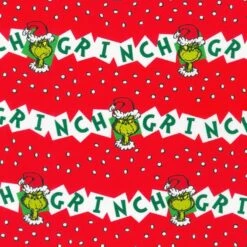 How The Grinch Stole Christmas Fabric - Red Words