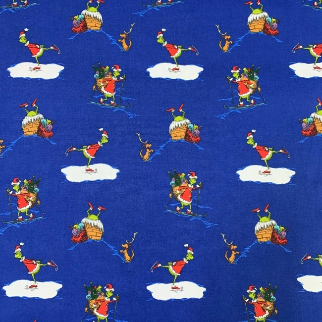 How The Grinch Stole Christmas Fabric - Royal Blue