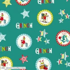 The Grinch Snowflakes And Stars Christmas Fabric
